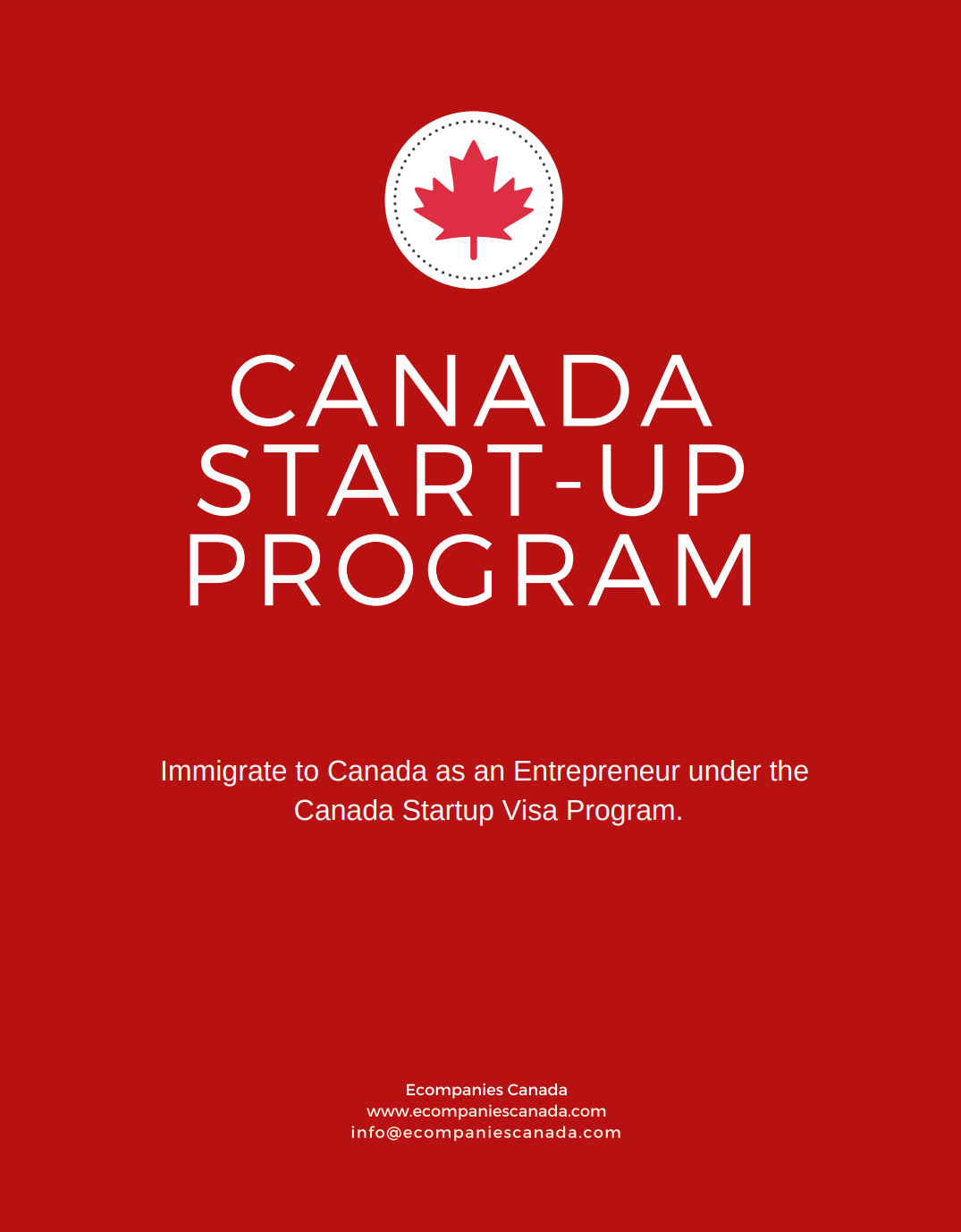 Canada Startup Visa Program Brochure Canada